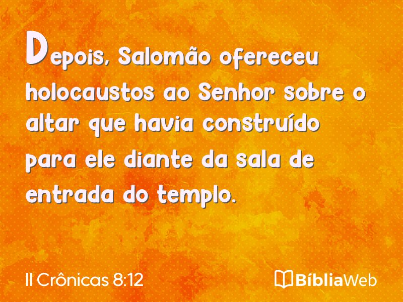 II Crônicas 8:12 em imagem para compartilhar