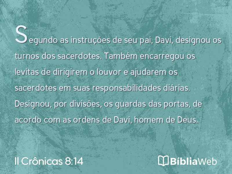 II Crônicas 8:14 em imagem para compartilhar