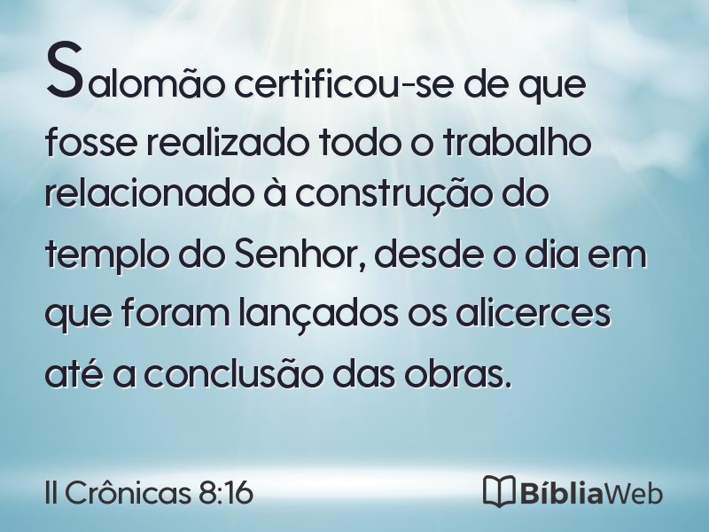 II Crônicas 8:16 em imagem para compartilhar