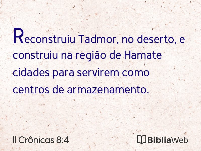 II Crônicas 8:4 em imagem para compartilhar