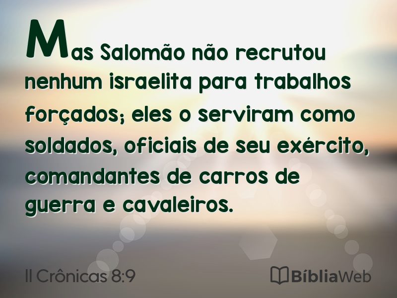 II Crônicas 8:9 em imagem para compartilhar