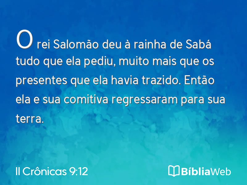 II Crônicas 9:12 em imagem para compartilhar