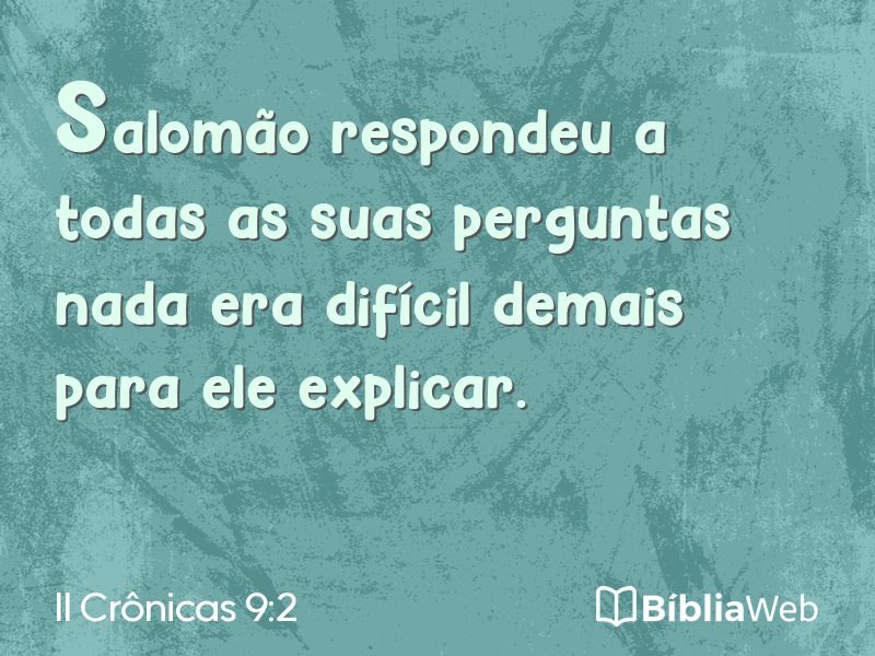 II Crônicas 9:2 em imagem para compartilhar