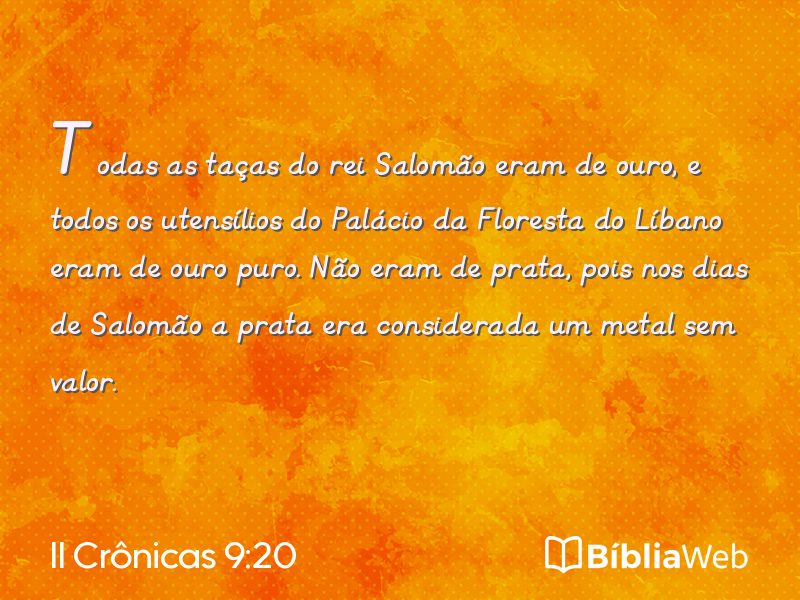 II Crônicas 9:20 em imagem para compartilhar