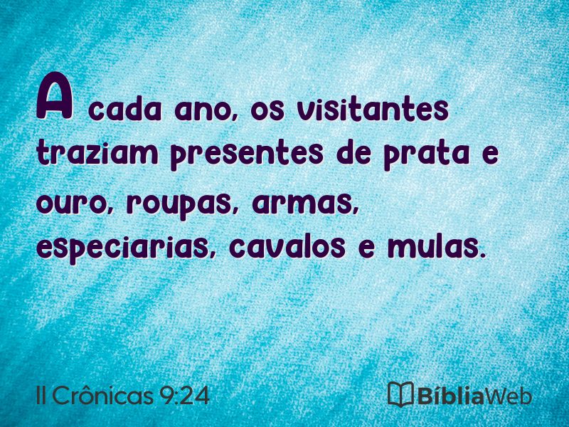 II Crônicas 9:24 em imagem para compartilhar