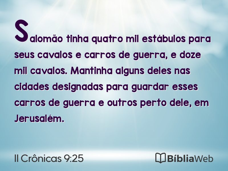 II Crônicas 9:25 em imagem para compartilhar