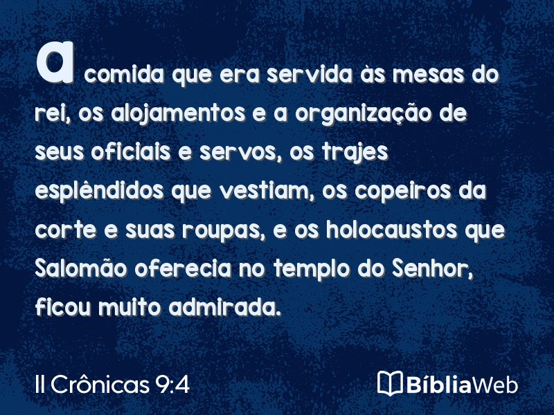 II Crônicas 9:4 em imagem para compartilhar