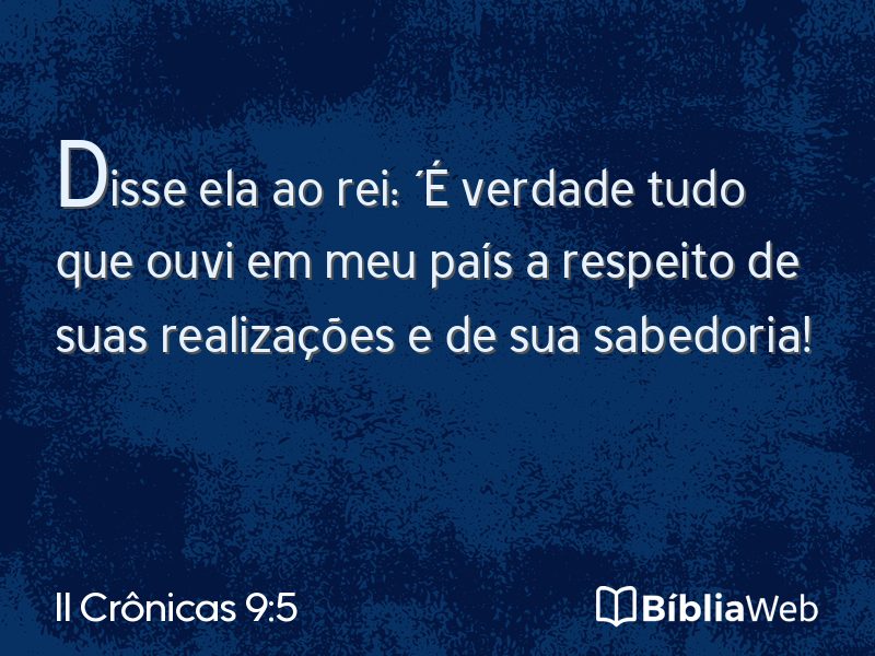 II Crônicas 9:5 em imagem para compartilhar