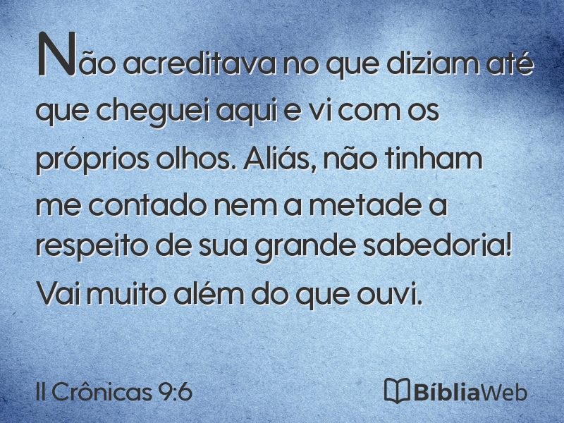 II Crônicas 9:6 em imagem para compartilhar