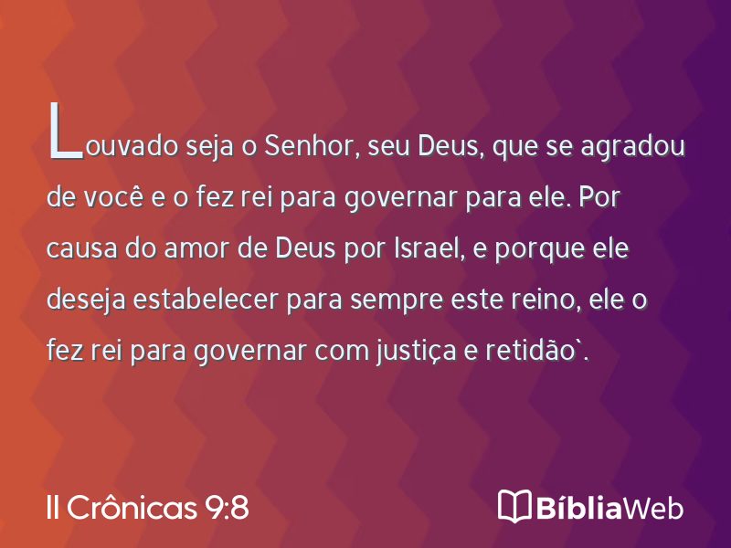 II Crônicas 9:8 em imagem para compartilhar