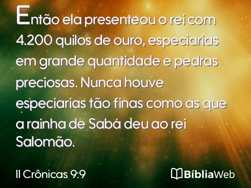 II Crônicas 9:9 em imagem para compartilhar