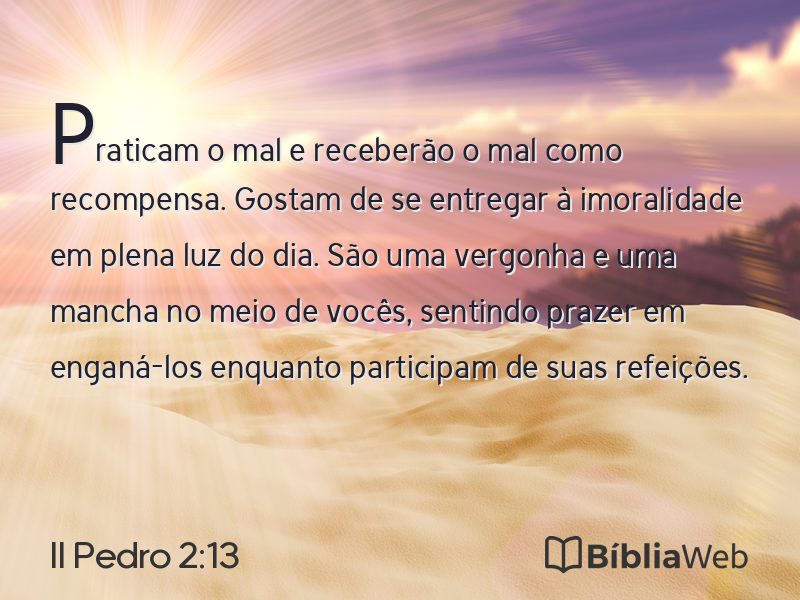 II Pedro 2:13 em imagem para compartilhar