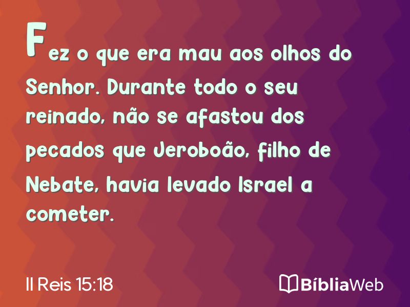 II Reis 15:18 em imagem para compartilhar