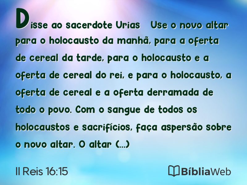 II Reis 16:15 em imagem para compartilhar