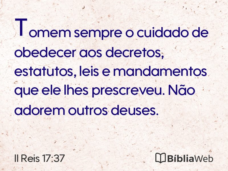 II Reis 17:37 em imagem para compartilhar