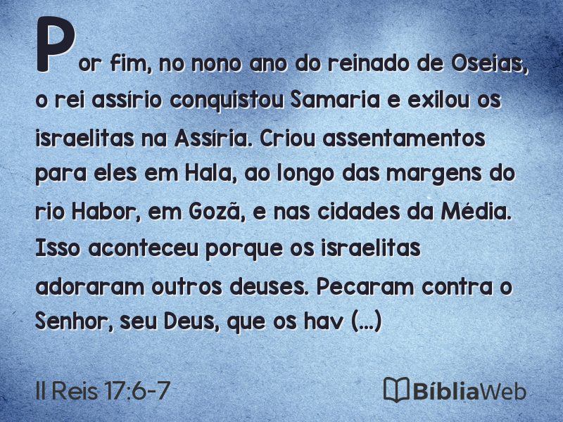 II Reis 17:6-7 em imagem para compartilhar
