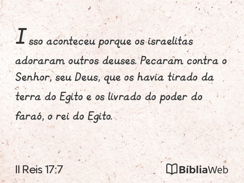 II Reis 17:7 em imagem para compartilhar
