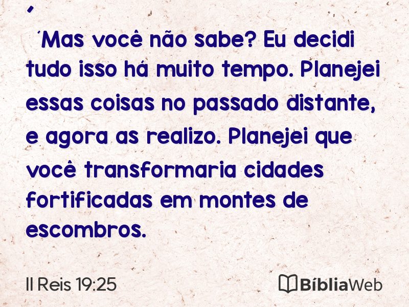 II Reis 19:25 em imagem para compartilhar