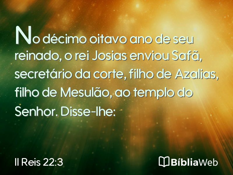 II Reis 22:3 em imagem para compartilhar