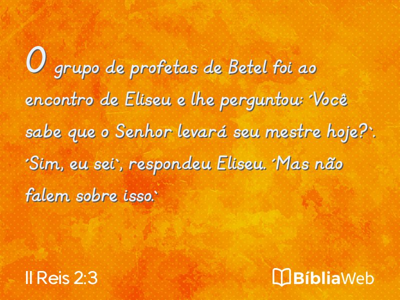II Reis 2:3 em imagem para compartilhar