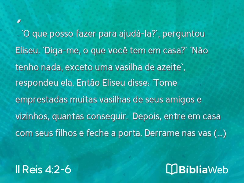 II Reis 4:2-6 em imagem para compartilhar