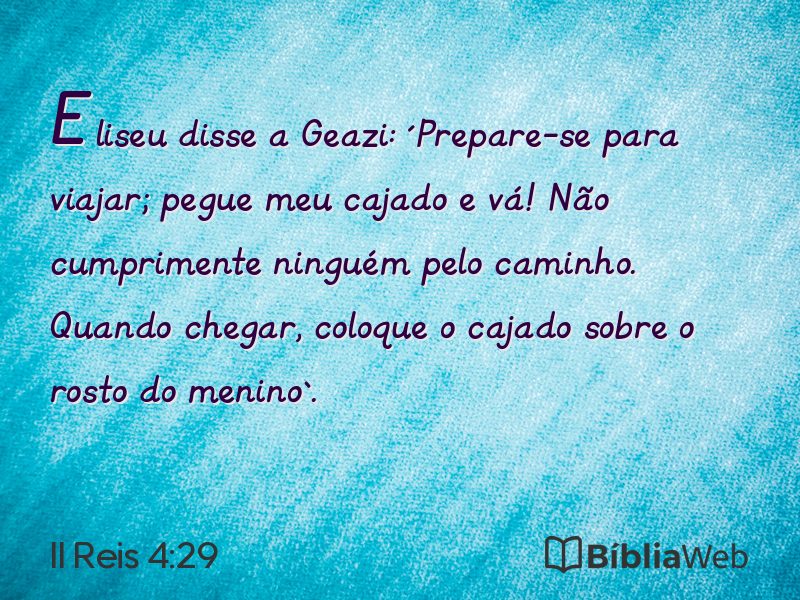 II Reis 4:29 em imagem para compartilhar