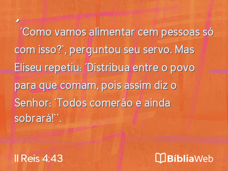 II Reis 4:43 em imagem para compartilhar