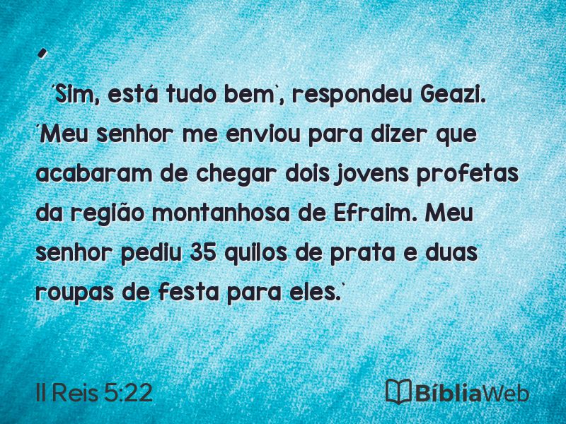 II Reis 5:22 em imagem para compartilhar