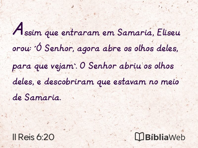 II Reis 6:20 em imagem para compartilhar