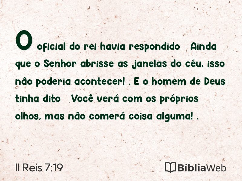 II Reis 7:19 em imagem para compartilhar
