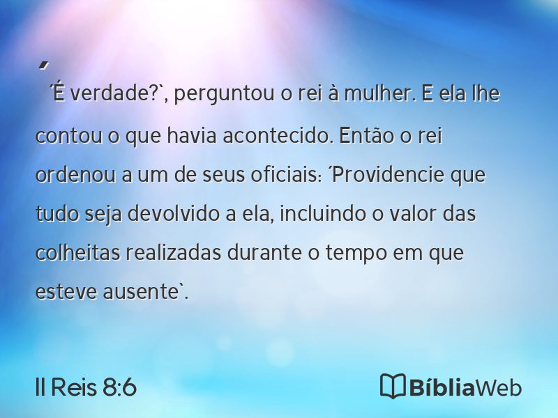 II Reis 8:6 em imagem para compartilhar