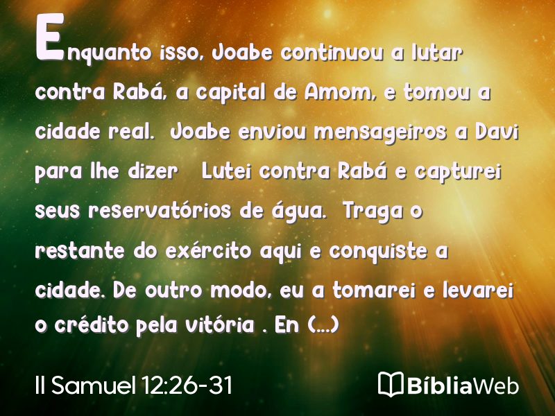 II Samuel 12:26-31 em imagem para compartilhar