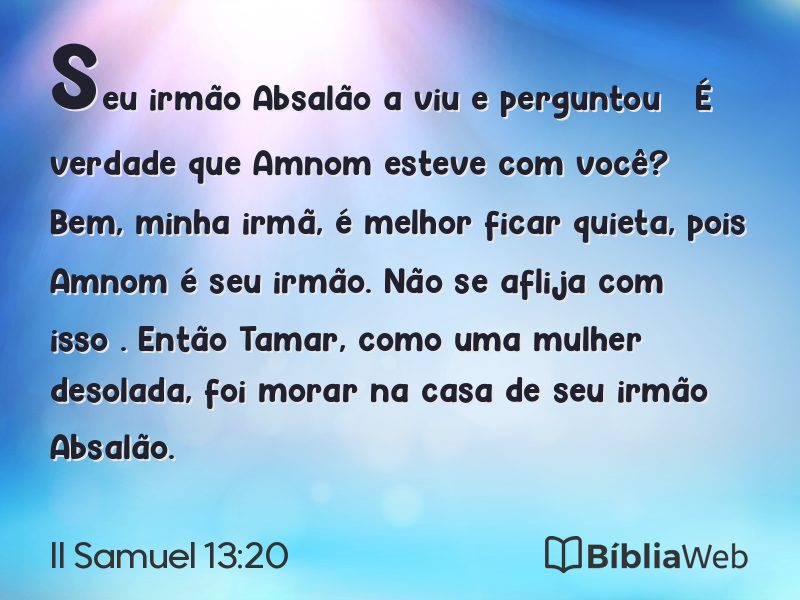 II Samuel 13:20 em imagem para compartilhar