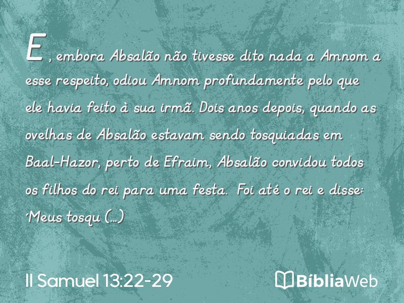 II Samuel 13:22-29 em imagem para compartilhar