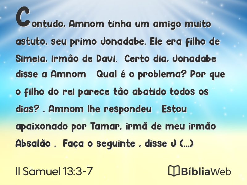 II Samuel 13:3-7 em imagem para compartilhar