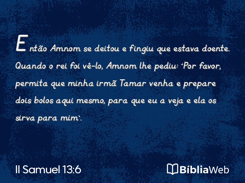 II Samuel 13:6 em imagem para compartilhar