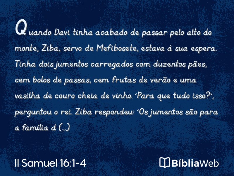 II Samuel 16:1-4 em imagem para compartilhar