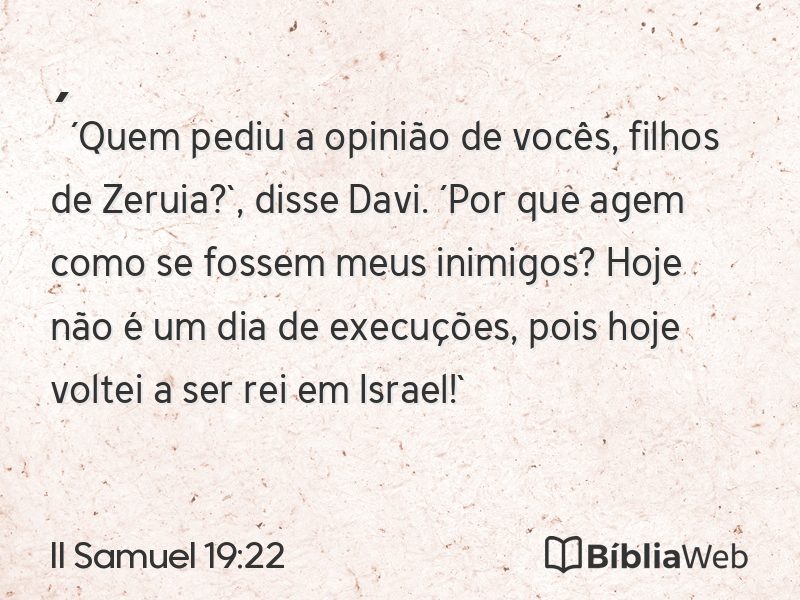 II Samuel 19:22 em imagem para compartilhar
