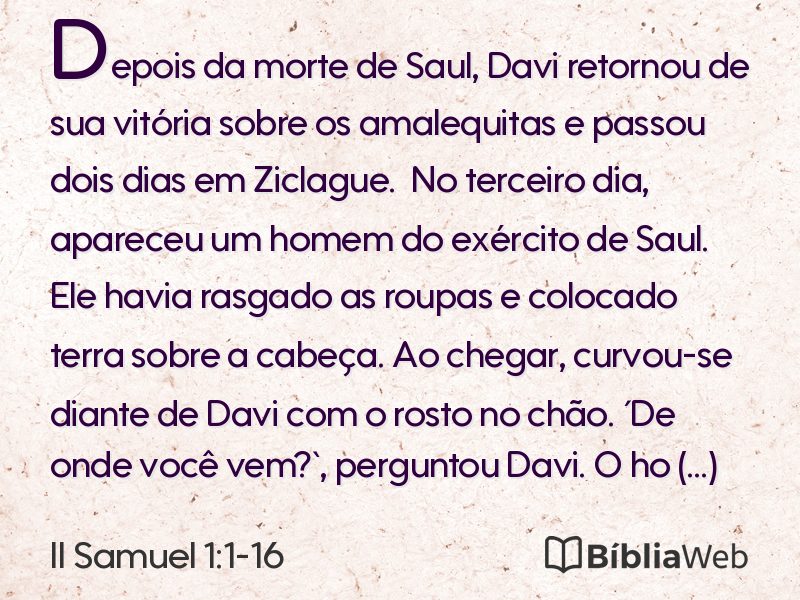 II Samuel 1:1-16 em imagem para compartilhar