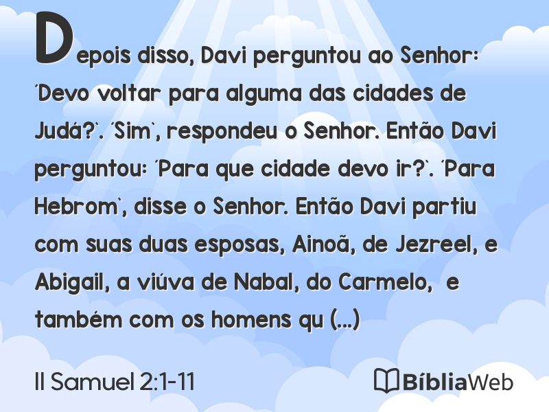 II Samuel 2:1-11 em imagem para compartilhar