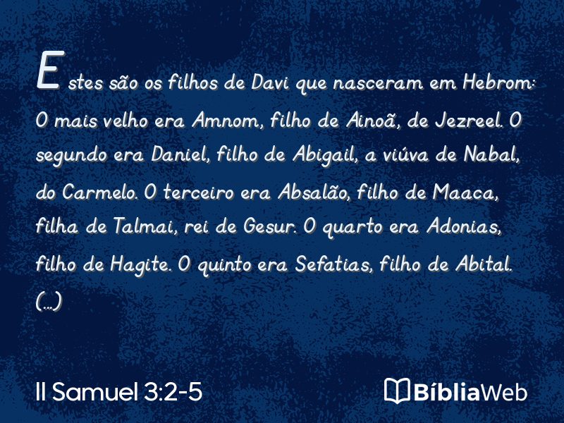 II Samuel 3:2-5 em imagem para compartilhar