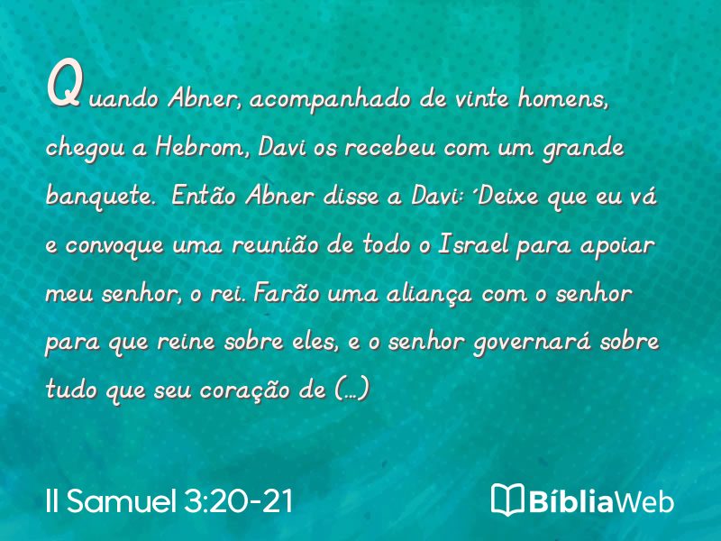 II Samuel 3:20-21 em imagem para compartilhar
