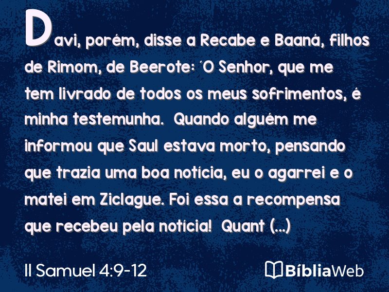 II Samuel 4:9-12 em imagem para compartilhar