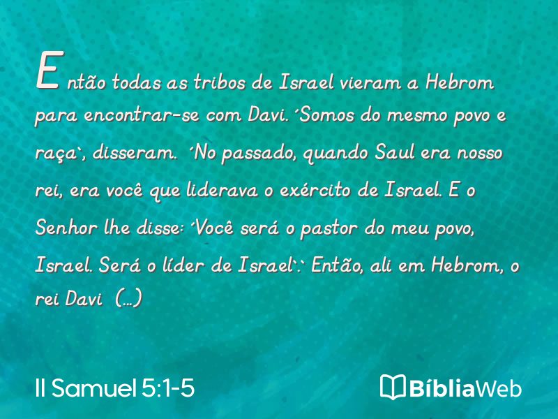 II Samuel 5:1-5 em imagem para compartilhar