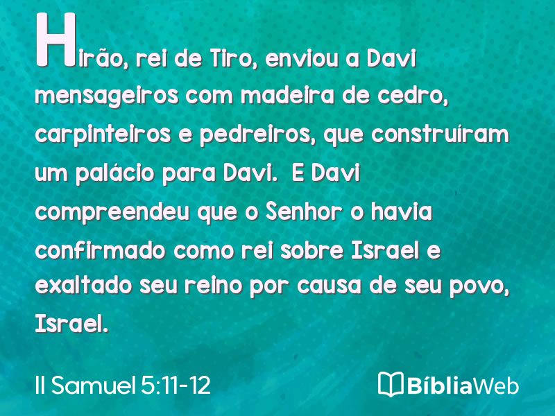 II Samuel 5:11-12 em imagem para compartilhar