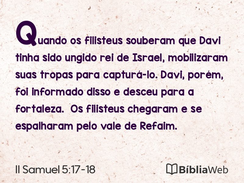 II Samuel 5:17-18 em imagem para compartilhar