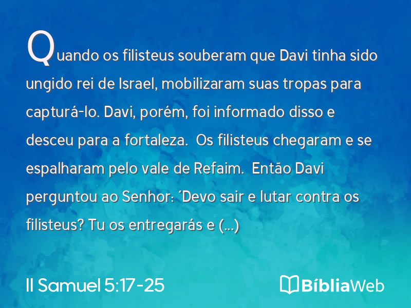 II Samuel 5:17-25 em imagem para compartilhar