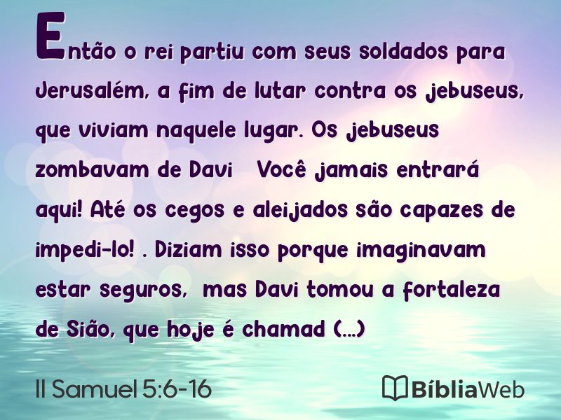 II Samuel 5:6-16 em imagem para compartilhar