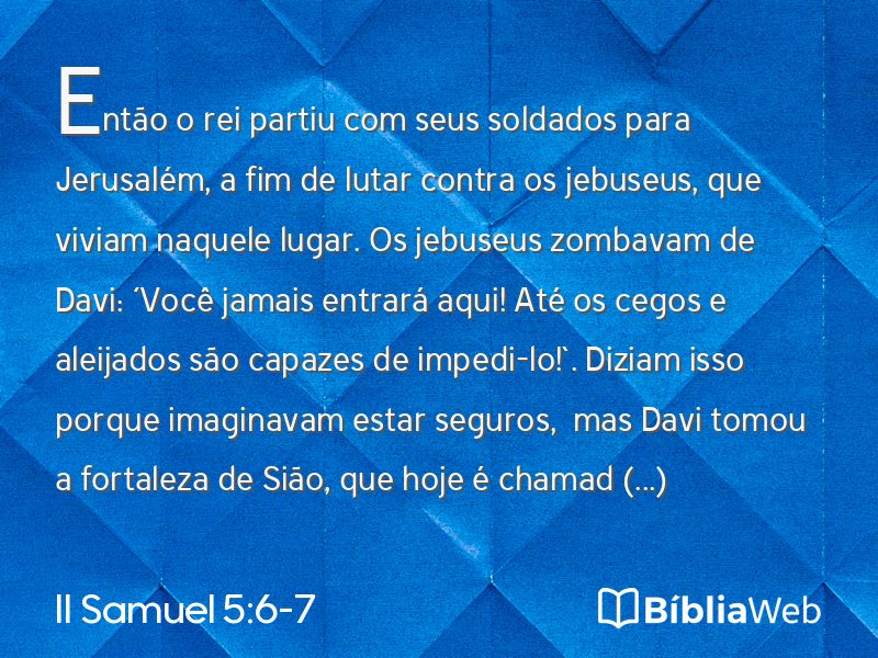 II Samuel 5:6-7 em imagem para compartilhar
