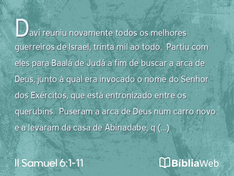 II Samuel 6:1-11 em imagem para compartilhar